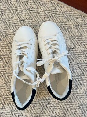 Kurt Geiger White Leather Sneakers with Black Heel Collar